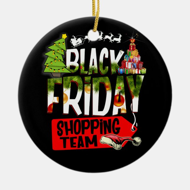 Black Friday Shopping Team Weihnachtsmann Keramik Ornament (Vorne)