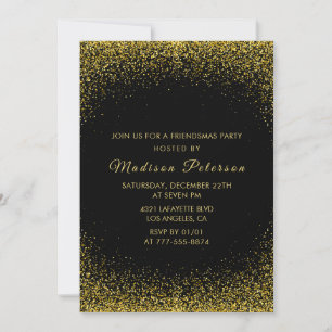 Black Friendsmas Einladungen Gold Glitzer