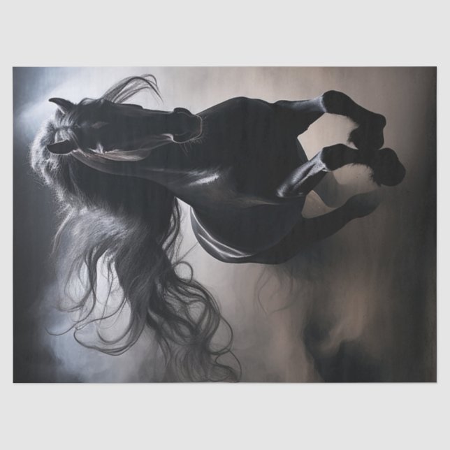 Black Friesian Horse Decoupage Seidenpapier (Vorderseite)