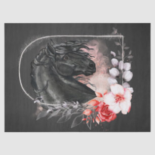 Black Friesian Horse Decoupage Seidenpapier