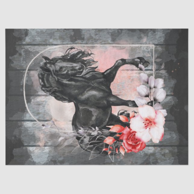 Black Friesian Horse Decoupage Seidenpapier (Vorderseite)