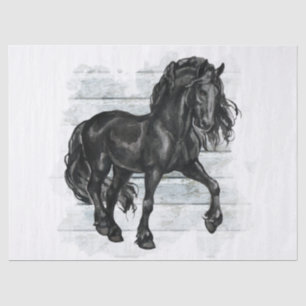 Black Friesian Horse Decoupage Seidenpapier