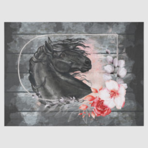 Black Friesian Horse Decoupage Seidenpapier