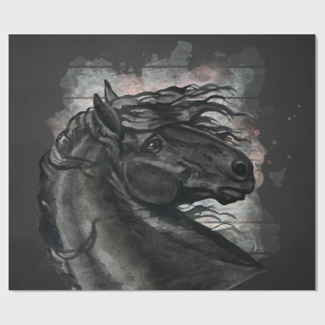 Black Friesian Horse Geschenkpapier (Flach)
