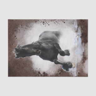 Black Friesian Horse Seidenpapier