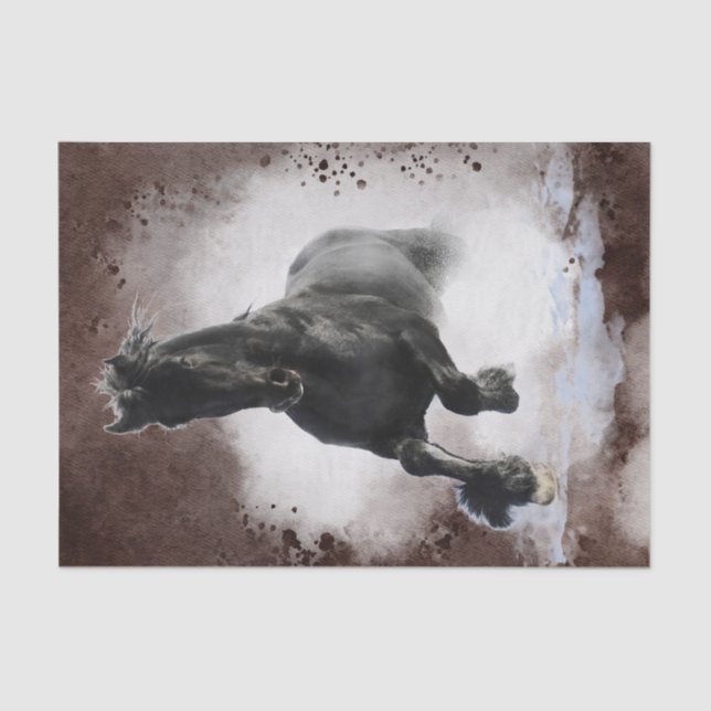 Black Friesian Horse Seidenpapier (Vorderseite)