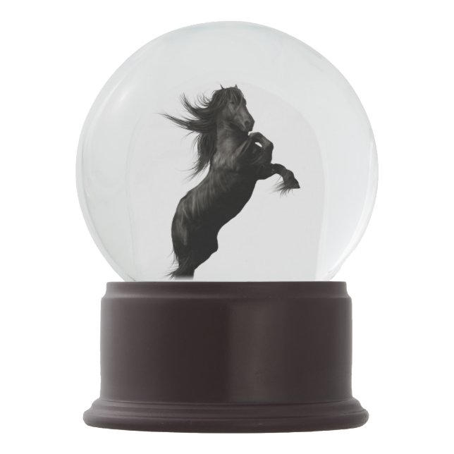 Black Friesian Horse Snow Globe Schneekugel (Vorderseite)