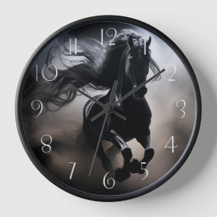 Black Friesian Horse Uhr