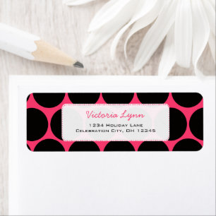 Black & Fuchsi Whimsical Dots Rücksendeadresse
