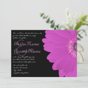 Black & Fuchsia Gerber Daisy Wedding Einladung