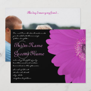 Black & Fuchsia Gerber Daisy Wedding Einladung