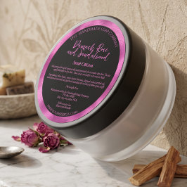 Black & Fuchsia Kosmetik JAR-Etikett mit Inhaltsst Runder Aufkleber