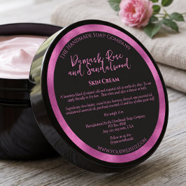 Black & Fuchsia Kosmetik JAR-Etikett mit Inhaltsst Runder Aufkleber