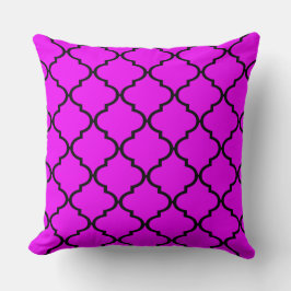 Black Fuchsia marokkanisches Quatrefoil Pattern Pi Kissen