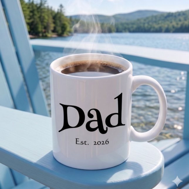 Black Fun Bold Simple Dad Established Neuer Vater Kaffeetasse (Von Creator hochgeladen)