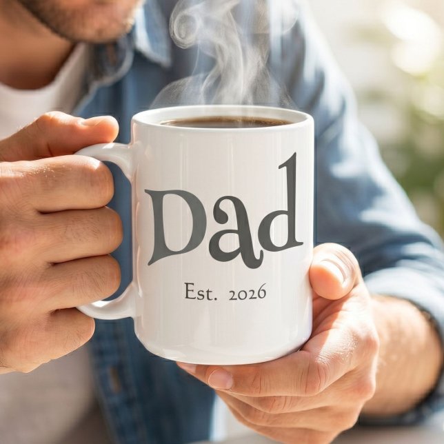 Black Fun Bold Simple Dad Established Neuer Vater Kaffeetasse (Von Creator hochgeladen)