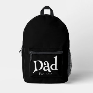 Black Fun Bold Simple Papa Established Neuer Vater Bedruckter Rucksack