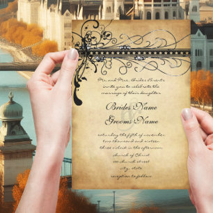 Black Funky Elegant Wirbel Hochzeit Einladungen