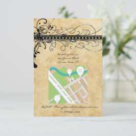 Black Funky Elegant Wirbel Hochzeitsfeiern Einladung