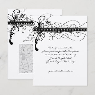 Black Funky Elegant Wirbel Hochzeitsfeiern Einladung