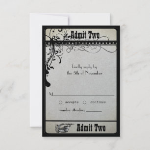 Black Funky Textured Wirbel Wedding Response Cards Einladung