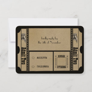 Black Funky Textured Wirbel Wedding Response Cards RSVP Karte