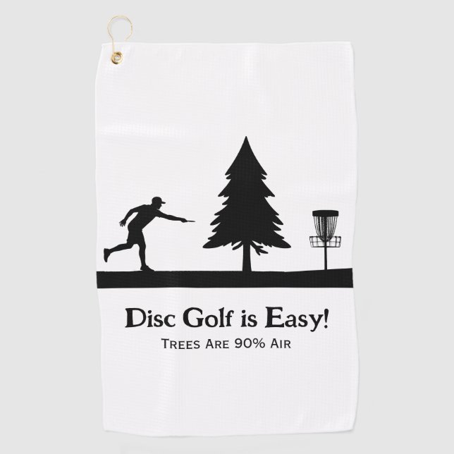 Black Funny Disk Golf Putting mit Baumhemmnis Golfhandtuch (Vorderseite)