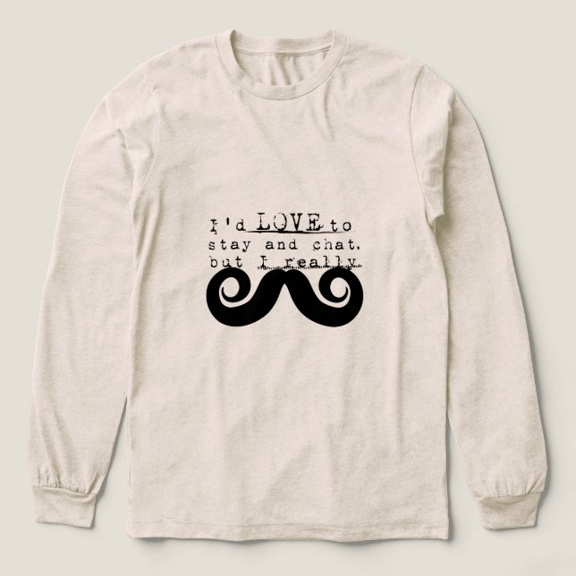Black Funny Humor I Mustache Tri-Blend Shirt (Design Vorderseite)