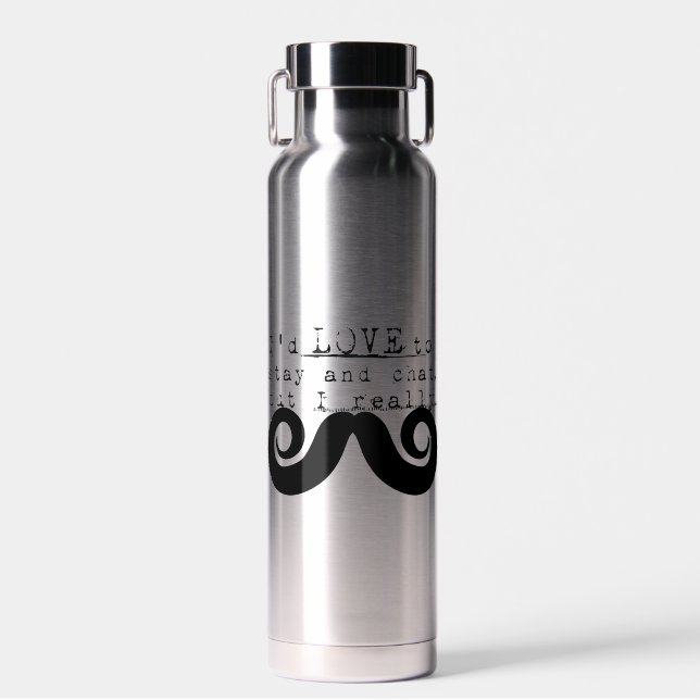 Black Funny Humor I Mustache Trinkflasche (Vorne)