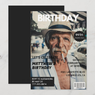 Black Funny Magazine Cover Foto 99. Geburtstag Einladung
