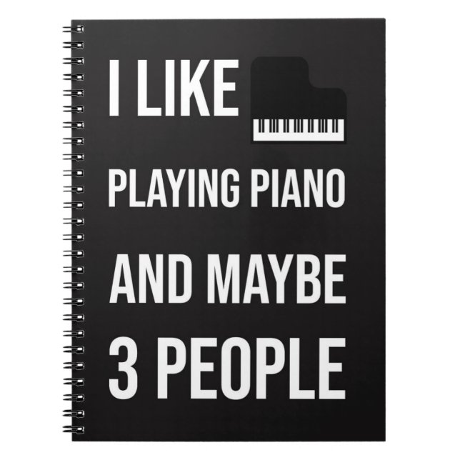 Black Funny Piano Accessories Gifts Pianist Humor Notizblock (Vorderseite)
