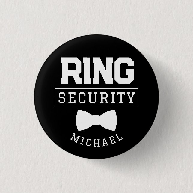 Black Funny Ring Security Gastgeschenk Hochzeit Ki Button (Vorderseite)