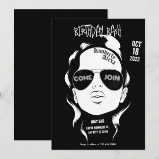 Black Gangsta Girl Rock Geburtstag Bash Einladung