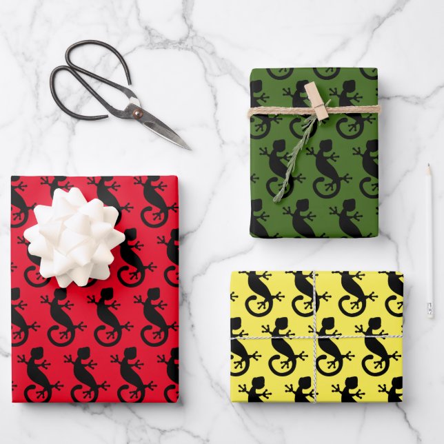 Black Gecko Lizard Geschenkpapier Set (Vorderseite)