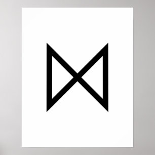 Black Geometric Dagaz (Day) Wikingrune Poster