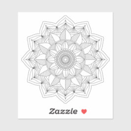 Black Geometric Floral Mandala v1 Aufkleber