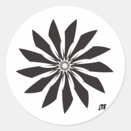 black geometry flower runder aufkleber