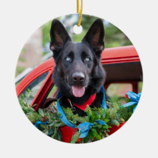 Black German Shephard mit Blue Eyes Ornament
