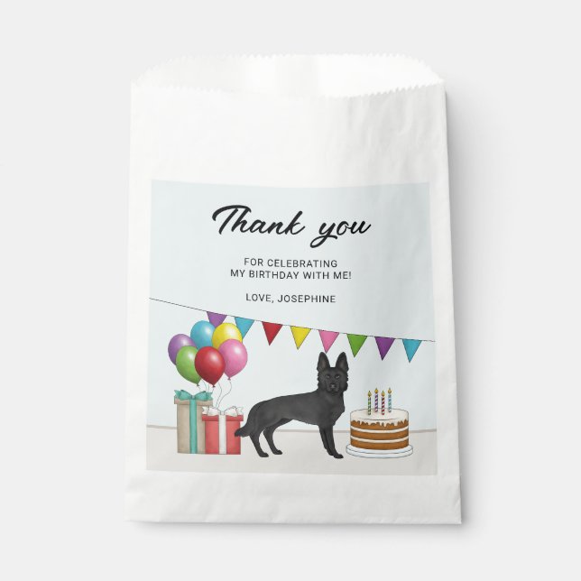 Black German Shepherd Colorful Birthday Vielen Dan Geschenktütchen (Vorderseite)