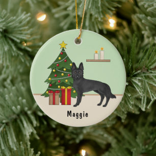 Black German Shepherd Dog Festivals Weihnachtsbaum Keramik Ornament