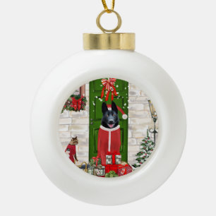 Black German Shepherd Dog Weihnachten Keramik Kugel-Ornament