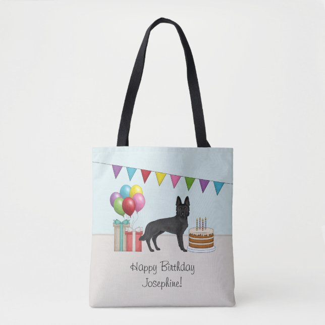 Black German Shepherd farbenfrohe Happy Birthday (Vorderseite)