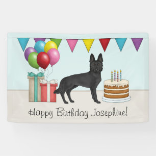 Black German Shepherd farbenfrohe Happy Birthday Banner