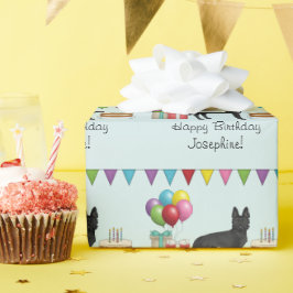 Black German Shepherd farbenfrohe Happy Birthday Geschenkpapier
