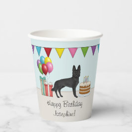 Black German Shepherd farbenfrohe Happy Birthday Pappbecher