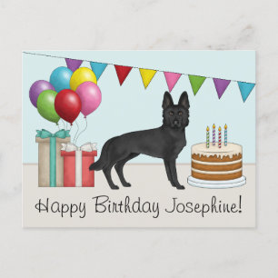 Black German Shepherd farbenfrohe Happy Birthday Postkarte