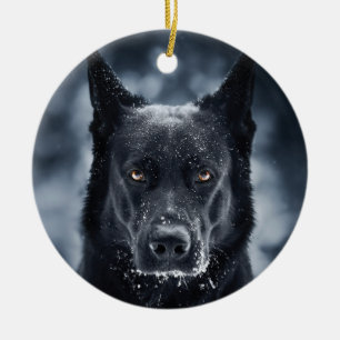 Black German Shepherd Keramik Ornament