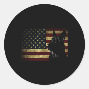Black German Shepherd Shirt American Flag 4. Juli Runder Aufkleber