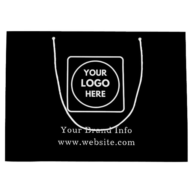 Black Gift Bag | Eigene Firmenlogos Großpackung Große Geschenktüte (Vorderseite)