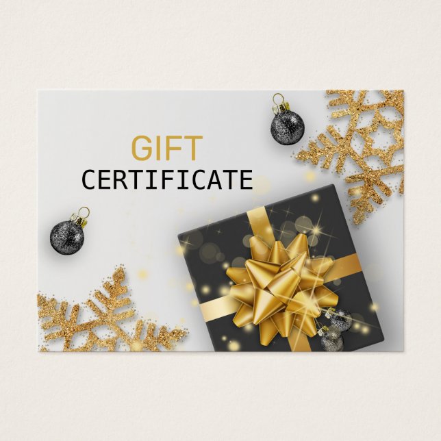 Black Gift Christmas Ball Gold Snowflake Geschenkk (Vorderseite)